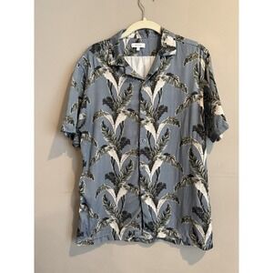 Reiss‎ Short Sleeve Shirt Men's Large Floral Hawaiian Palm Viscose Mexicali EUC